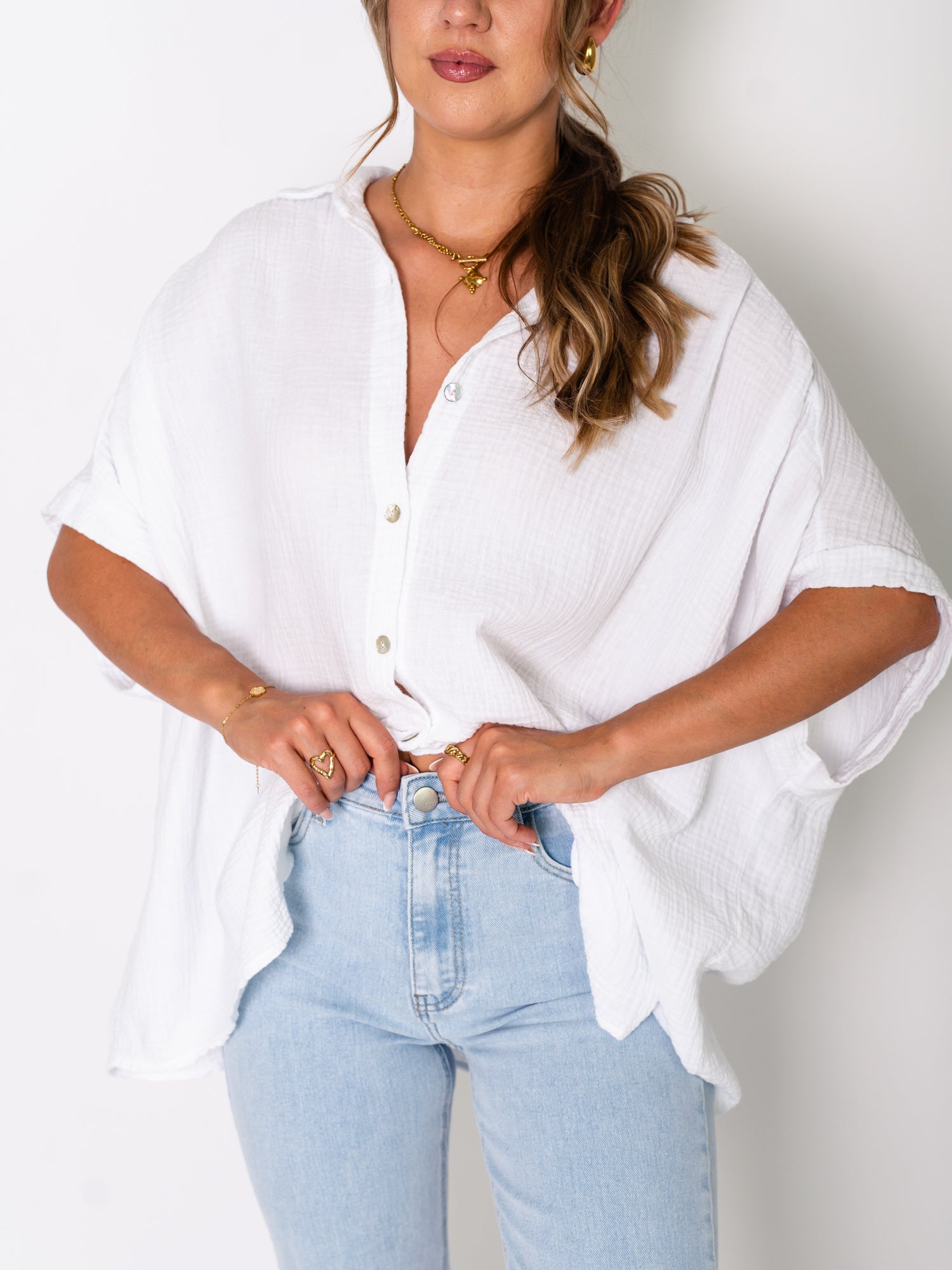 Melinda Musselin Bluse - Weiß