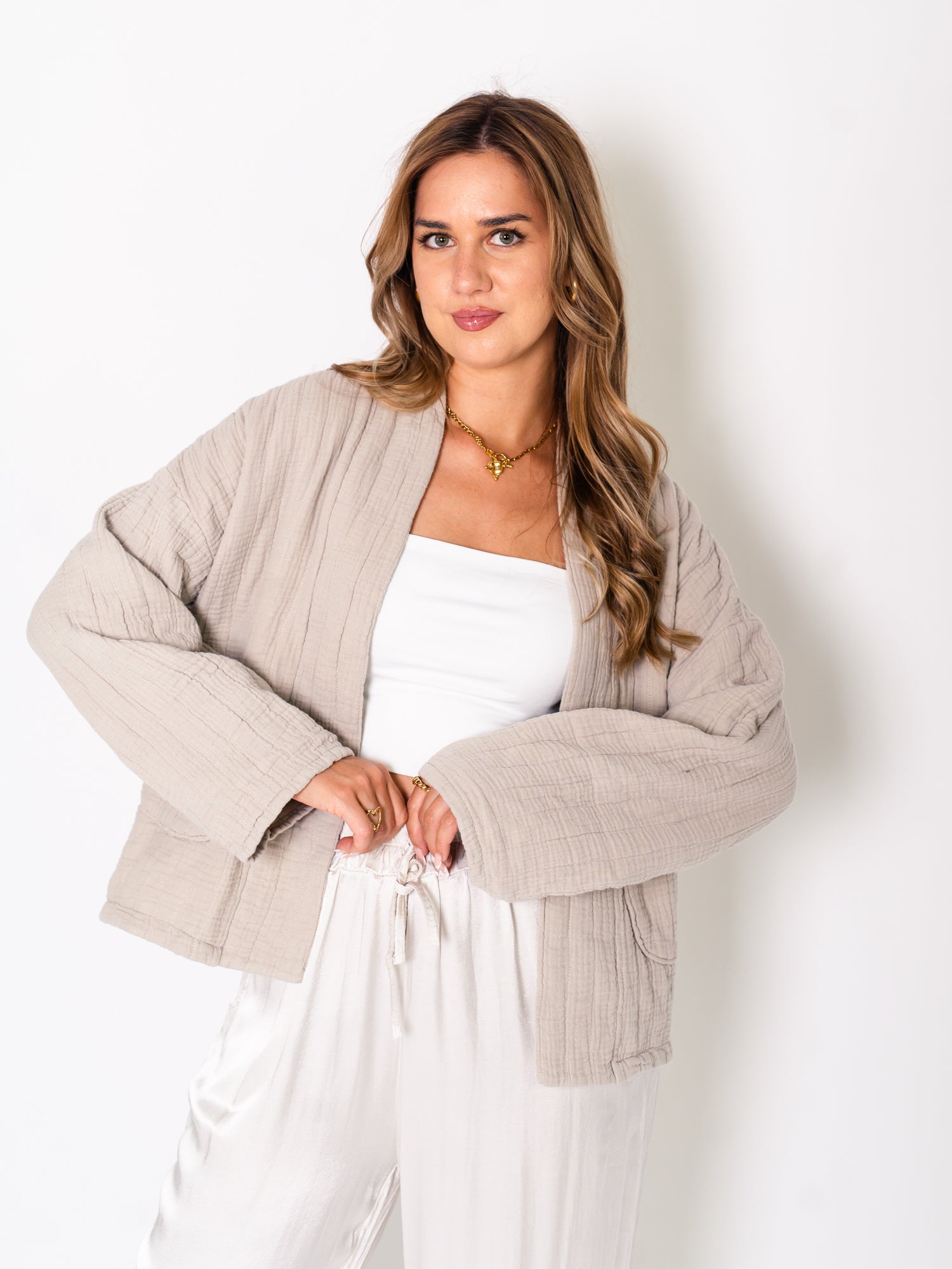 Clean Musselin Jacke - Beige