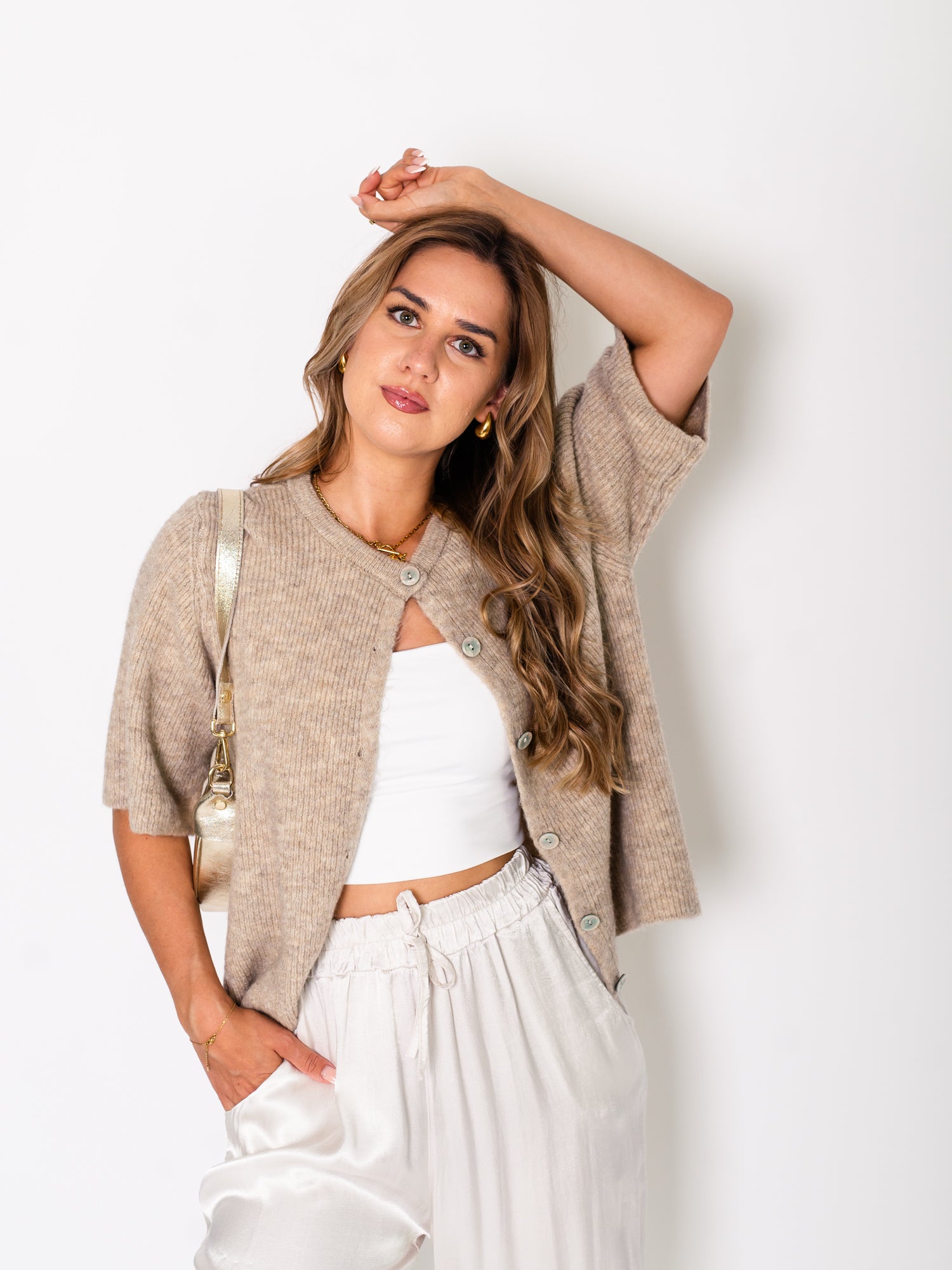 Lena Soft Strickjacke - Taupe