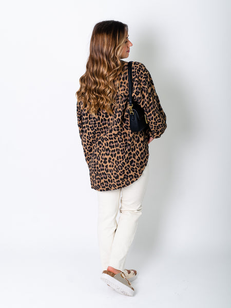 Leo Midi Waffle Bluse -Camel