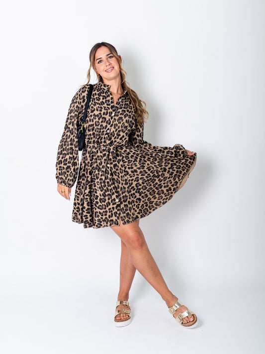 Filipa Musselin Kleid - Leo/Camel