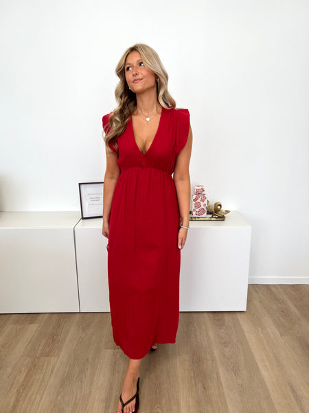 Leonora Musselin Kleid - Rot