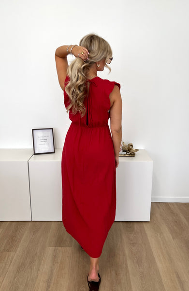 Leonora Musselin Kleid - Rot