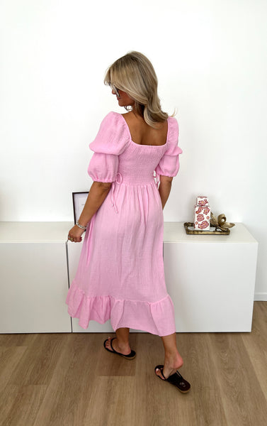 Carolina Musselin Kleid - Rosa