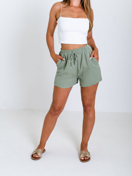 Sandara Musselin Shorts - Khaki