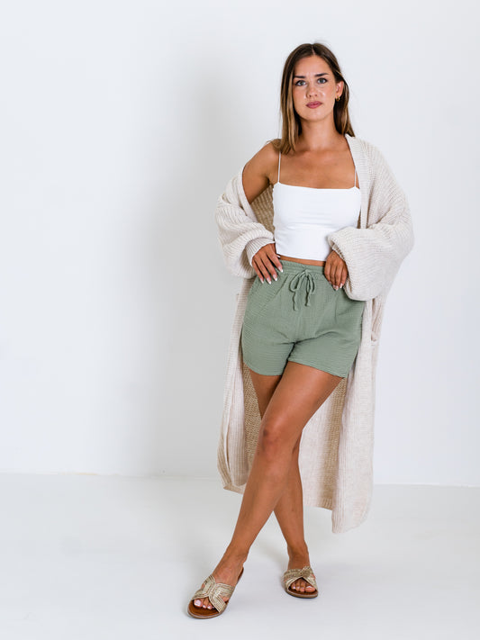 Sandara Musselin Shorts - Khaki