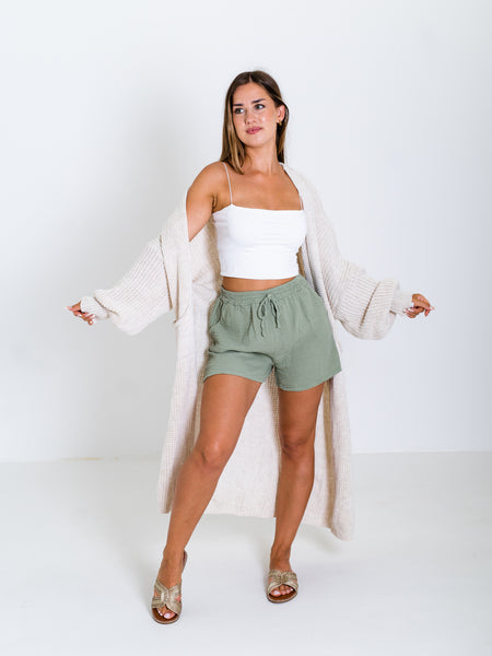 Sandara Musselin Shorts - Khaki
