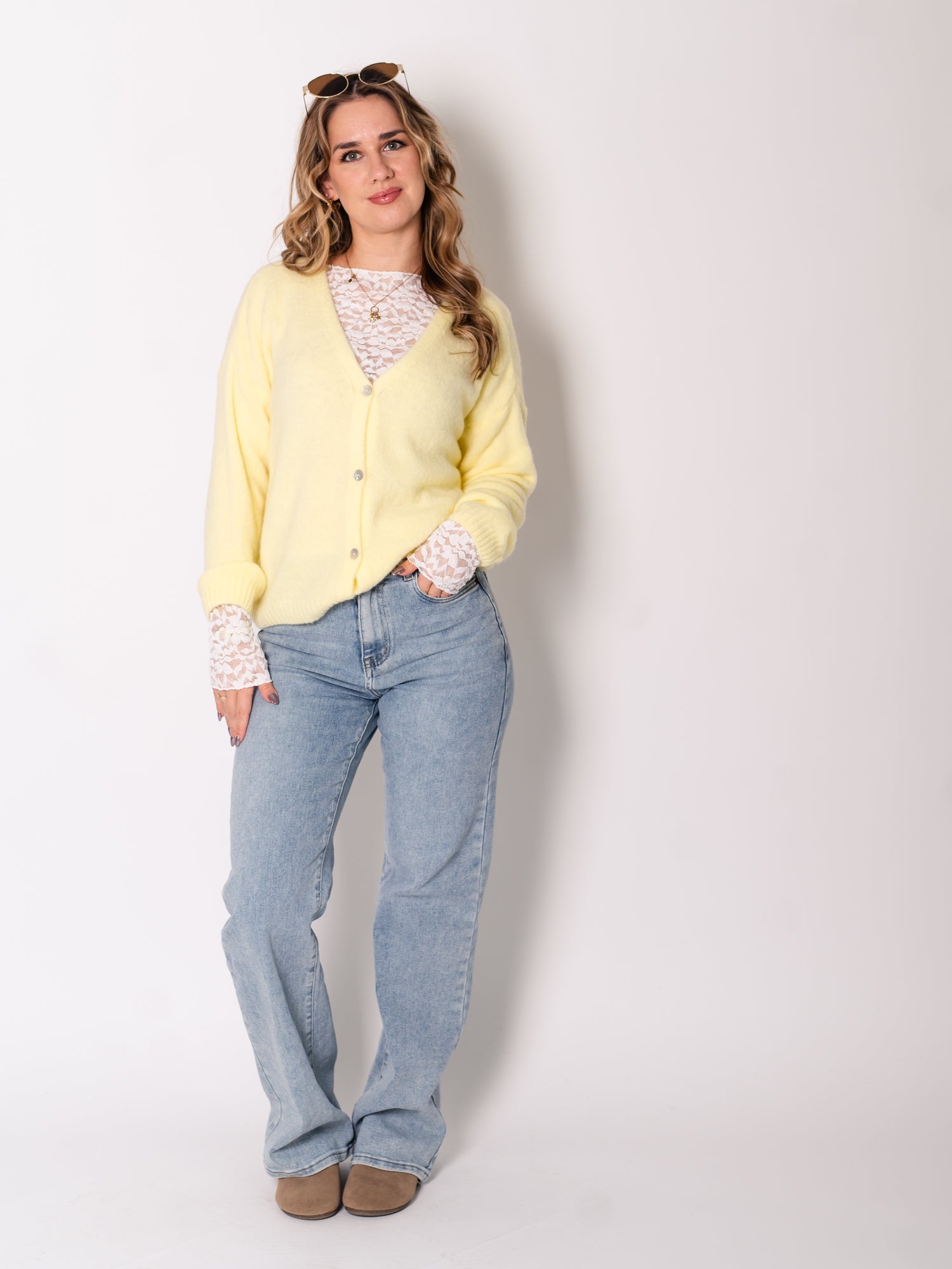 Jill Soft Strickjacke - Zitronengelb