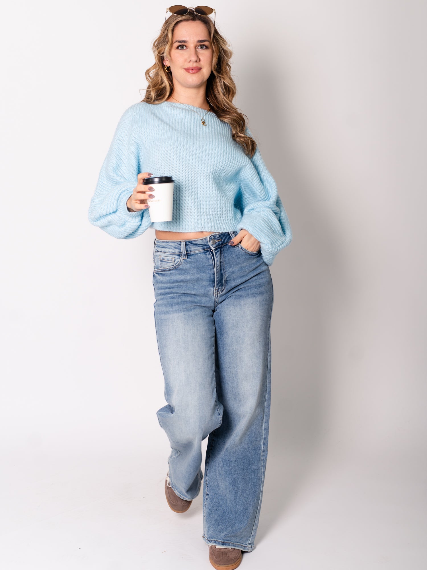 Liva Crop Pullover - Hellblau