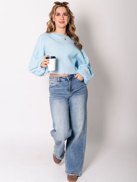 Liva Crop Pullover - Hellblau