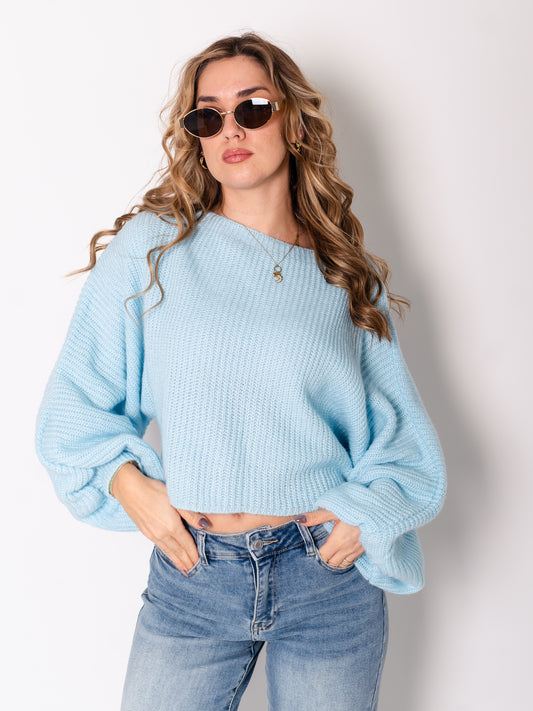 Liva Crop Pullover - Hellblau