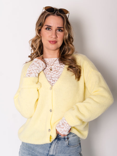 Jill Soft Strickjacke - Zitronengelb