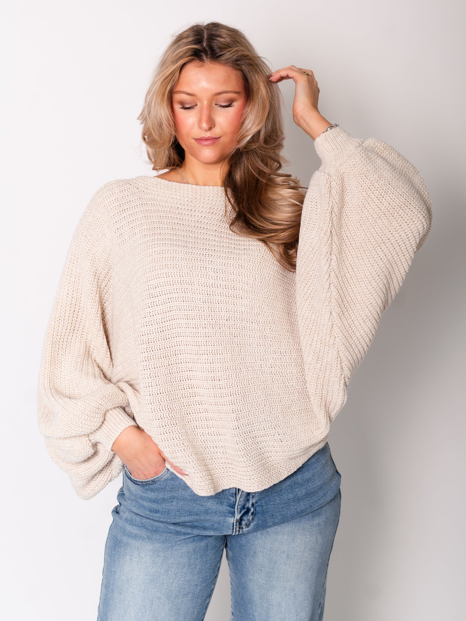 Schleifen Strick Pullover - Beige