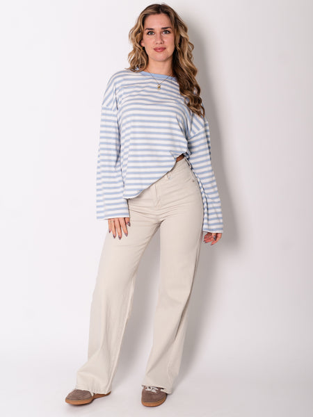 Streifen Longsleeve - Blau/Weiß