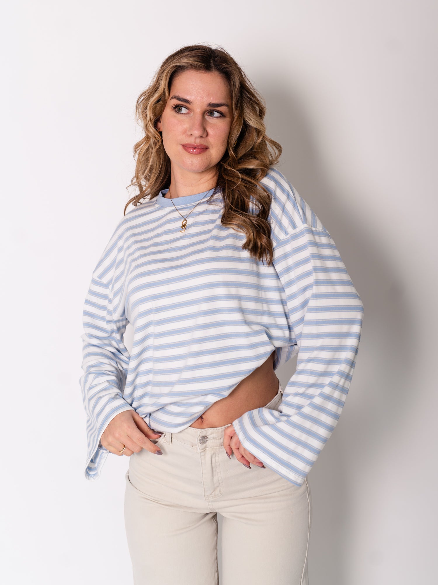 Streifen Longsleeve - Blau/Weiß