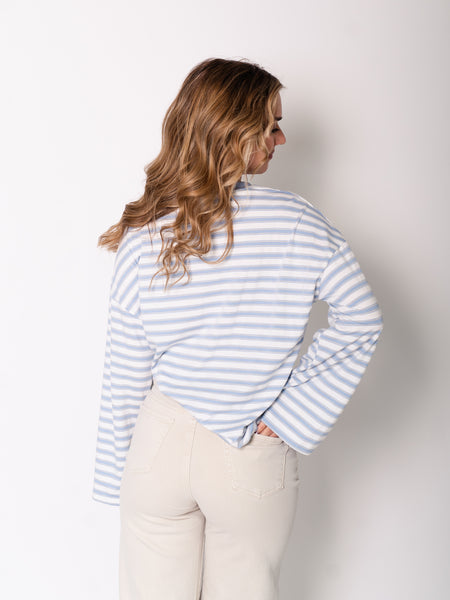Streifen Longsleeve - Blau/Weiß