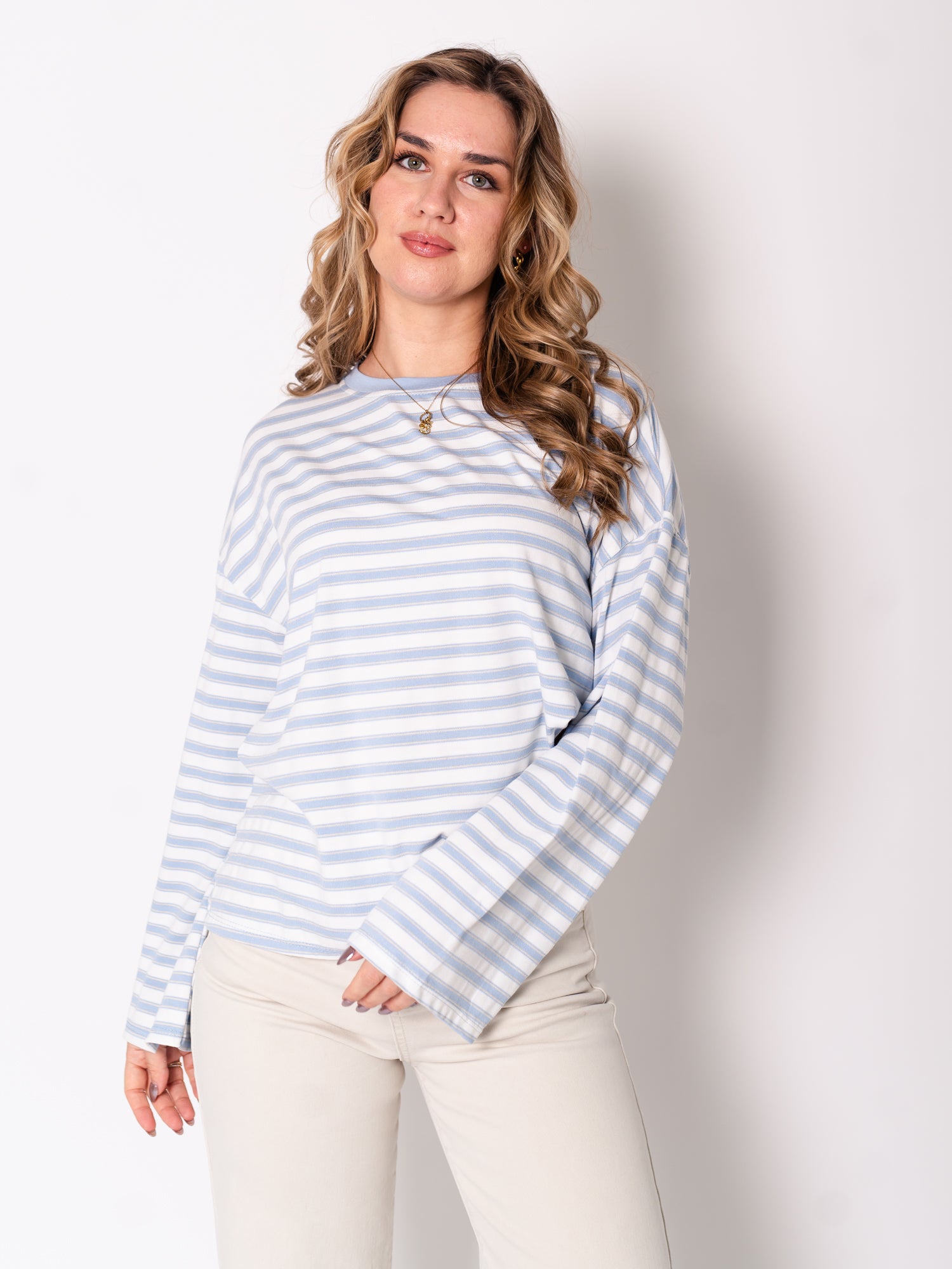 Streifen Longsleeve - Blau/Weiß