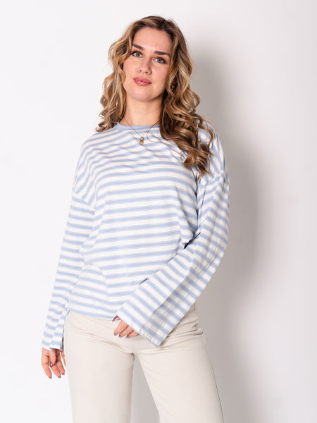 Streifen Longsleeve - Blau/Weiß