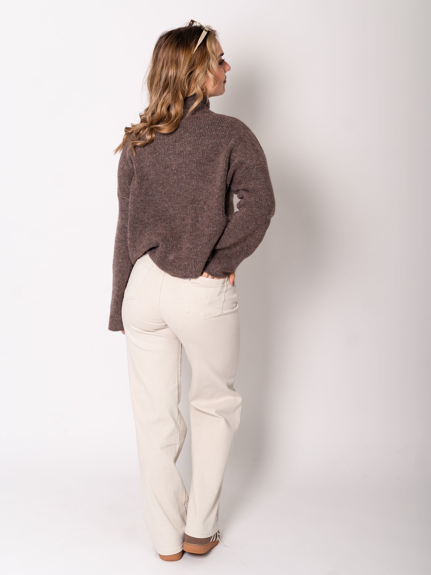 Zip Up Uni Cardigan - Coffee