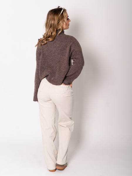 Zip Up Uni Cardigan - Coffee