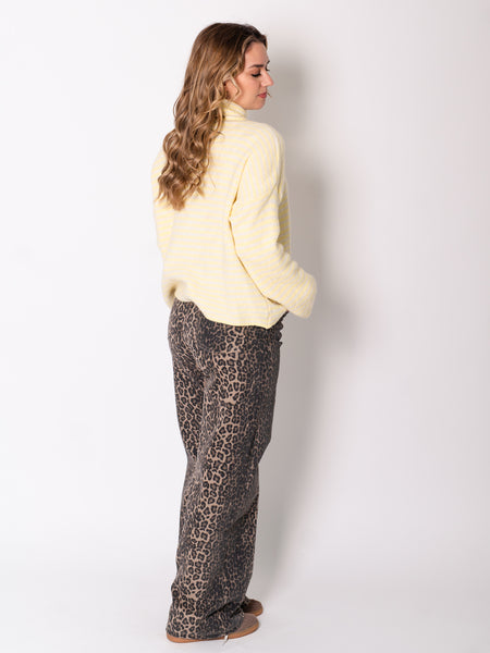 Zip Up Streifen  Cardigan - Gelb