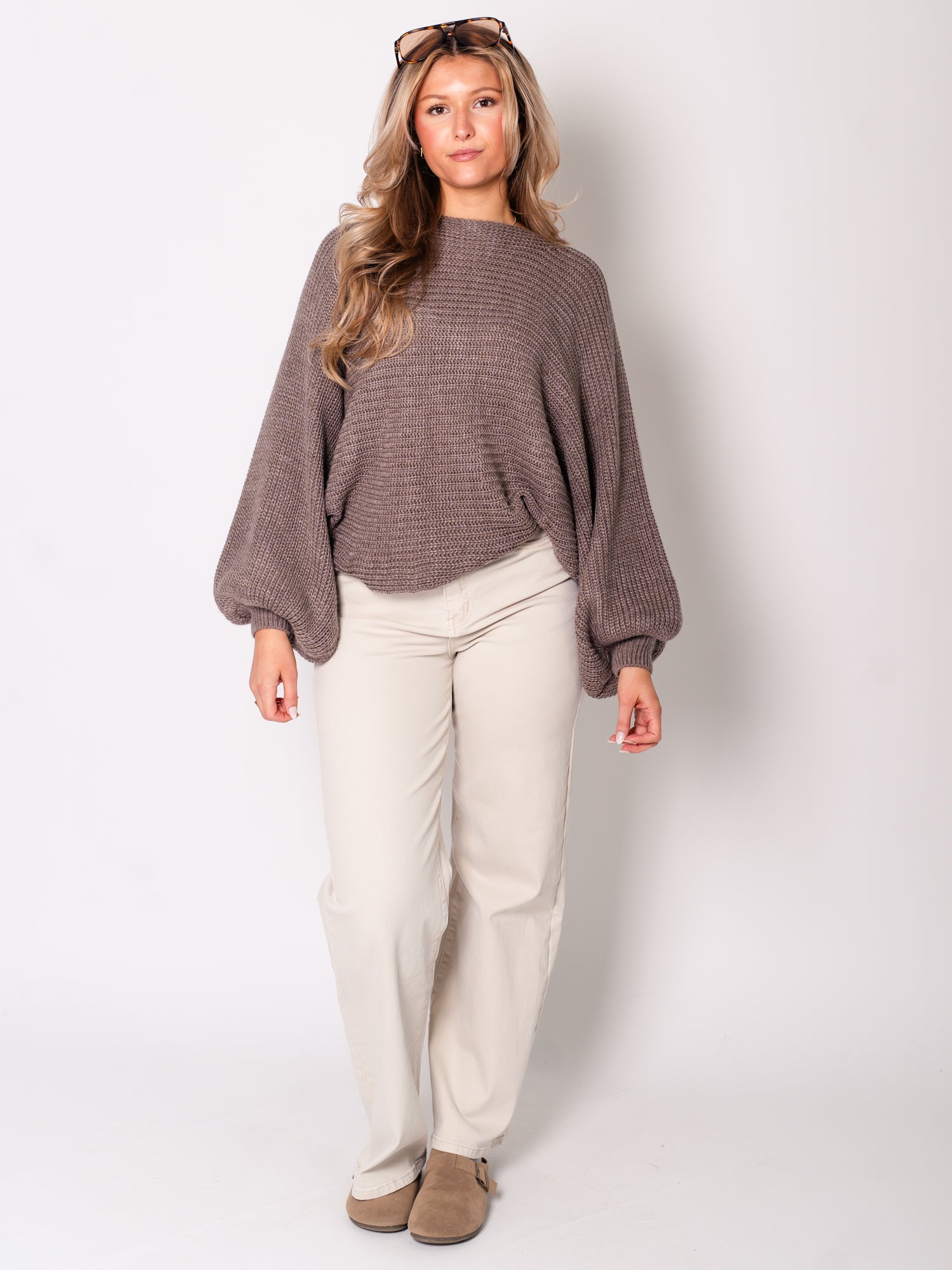 Schleifen Strick Pullover - Coffee