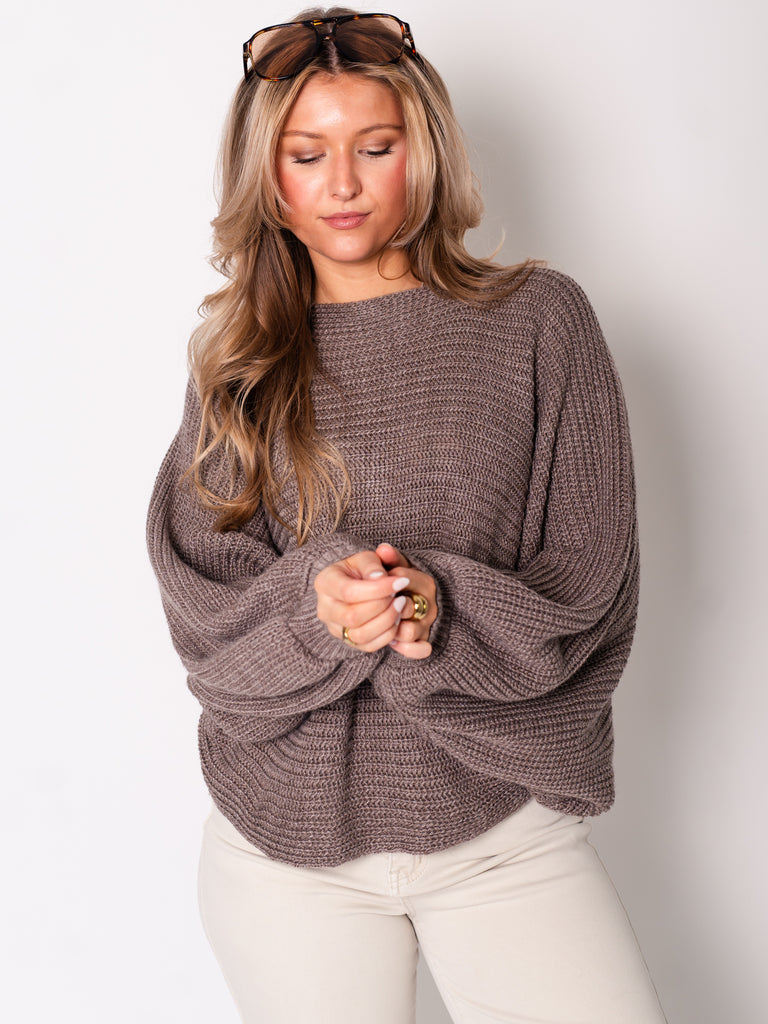 Schleifen Strick Pullover - Coffee