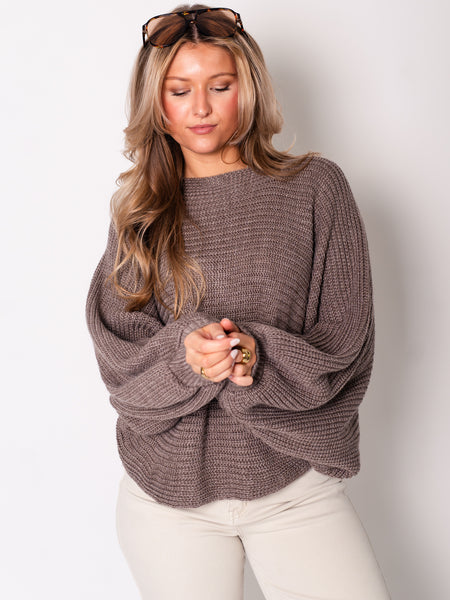 Schleifen Strick Pullover - Coffee