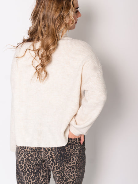 Zip Up Uni Cardigan - Beige