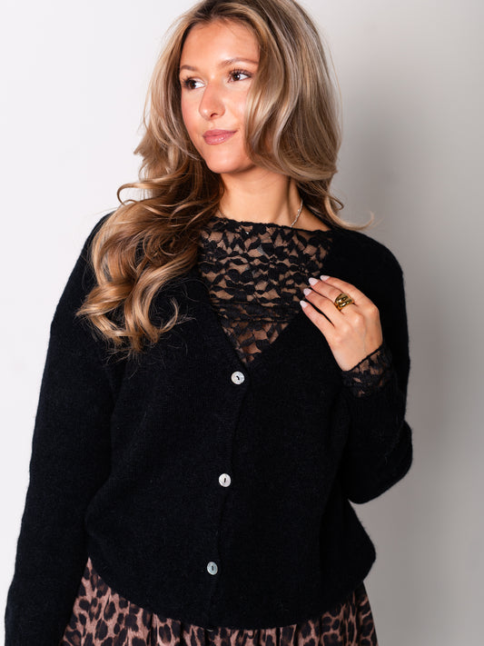 Jill Soft Strickjacke - Schwarz