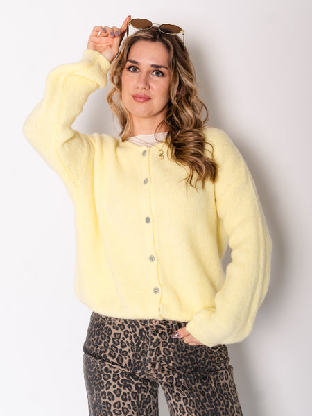Hanni Soft Strickjacke - Zitronengelb