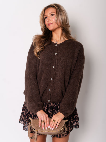Hanni Soft Strickjacke - Espresso