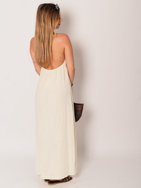 Oceane Neckholder Musselin Kleid - Butteryellow
