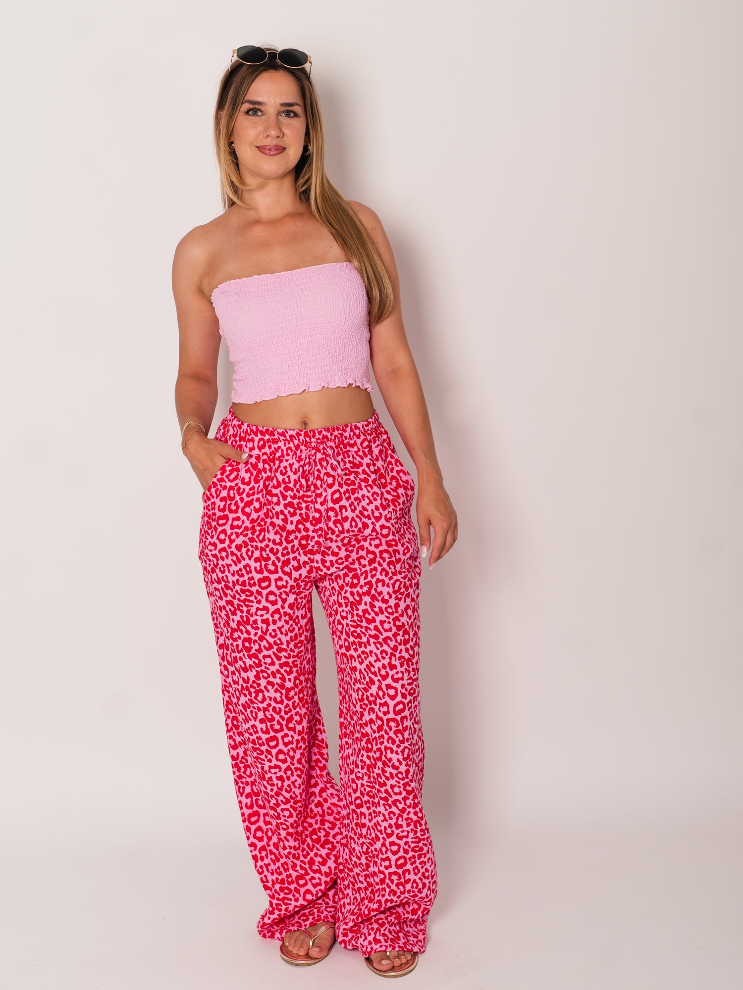 Beachy Musselin Hose - Mini Leo/Rosa/Rot