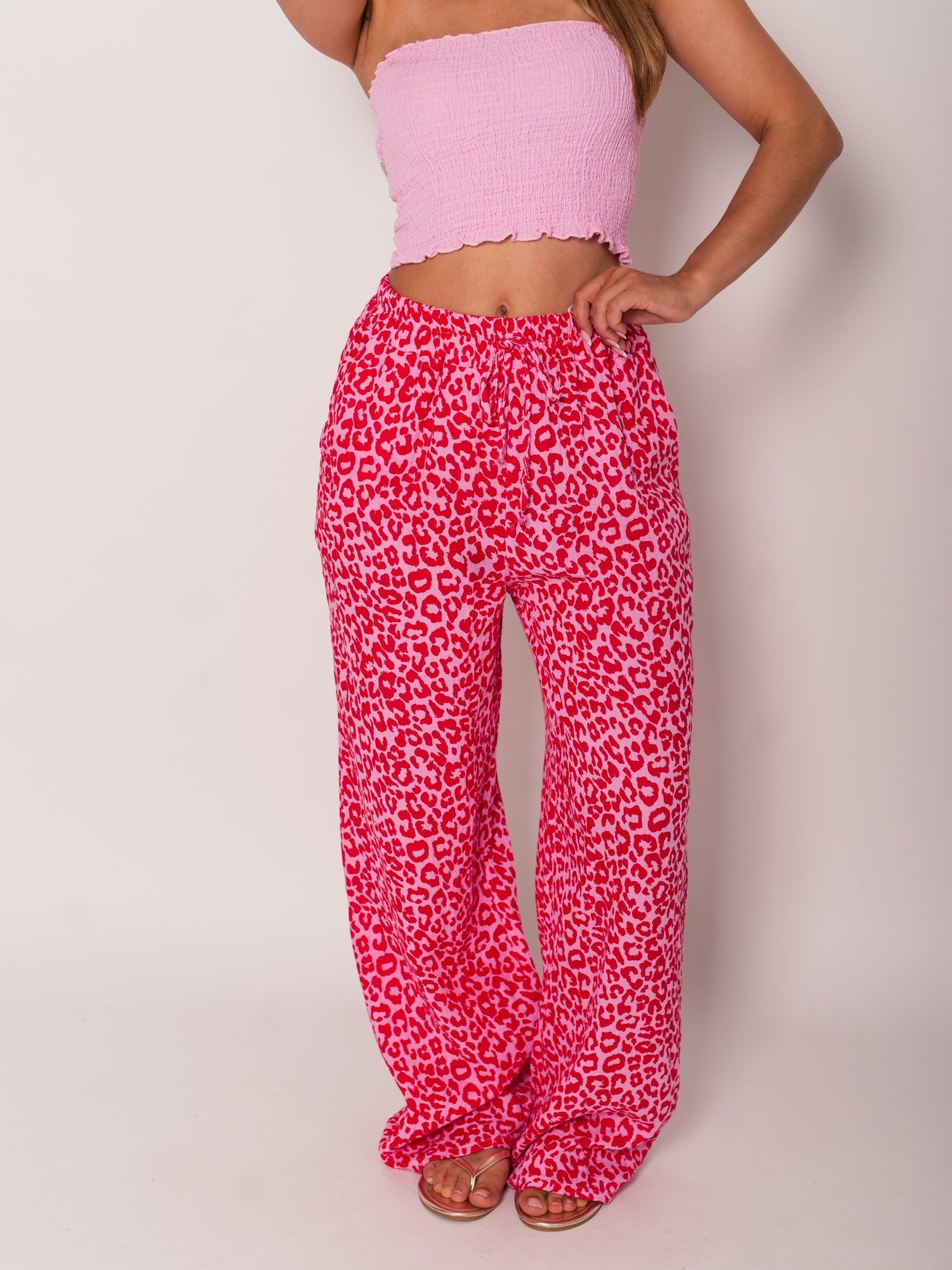 Beachy Musselin Hose - Mini Leo/Rosa/Rot