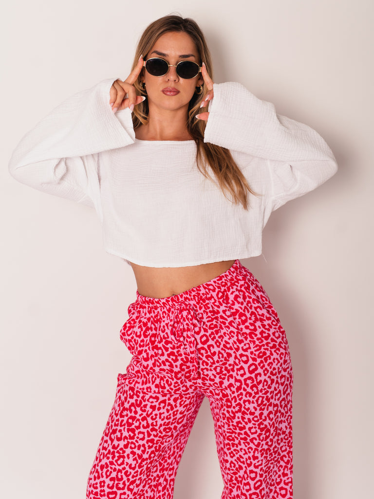 Ayla Musselin Bluse - Weiß