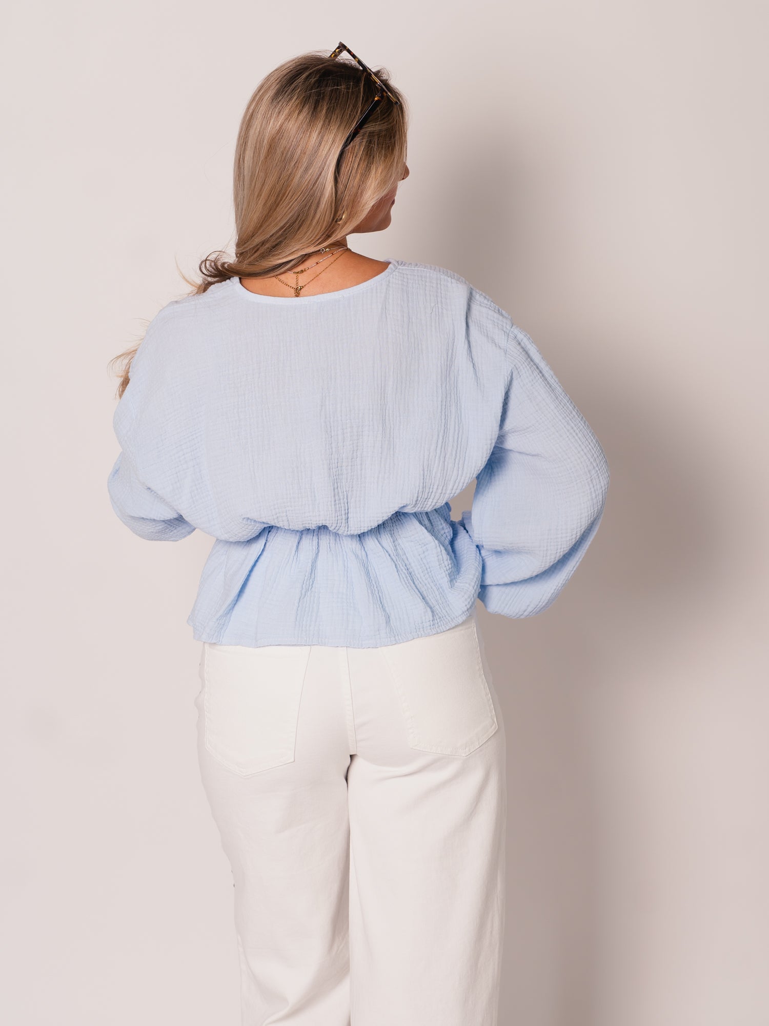 Eloise Musselin Bluse - Hellblau
