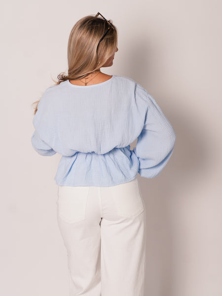 Eloise Musselin Bluse - Hellblau
