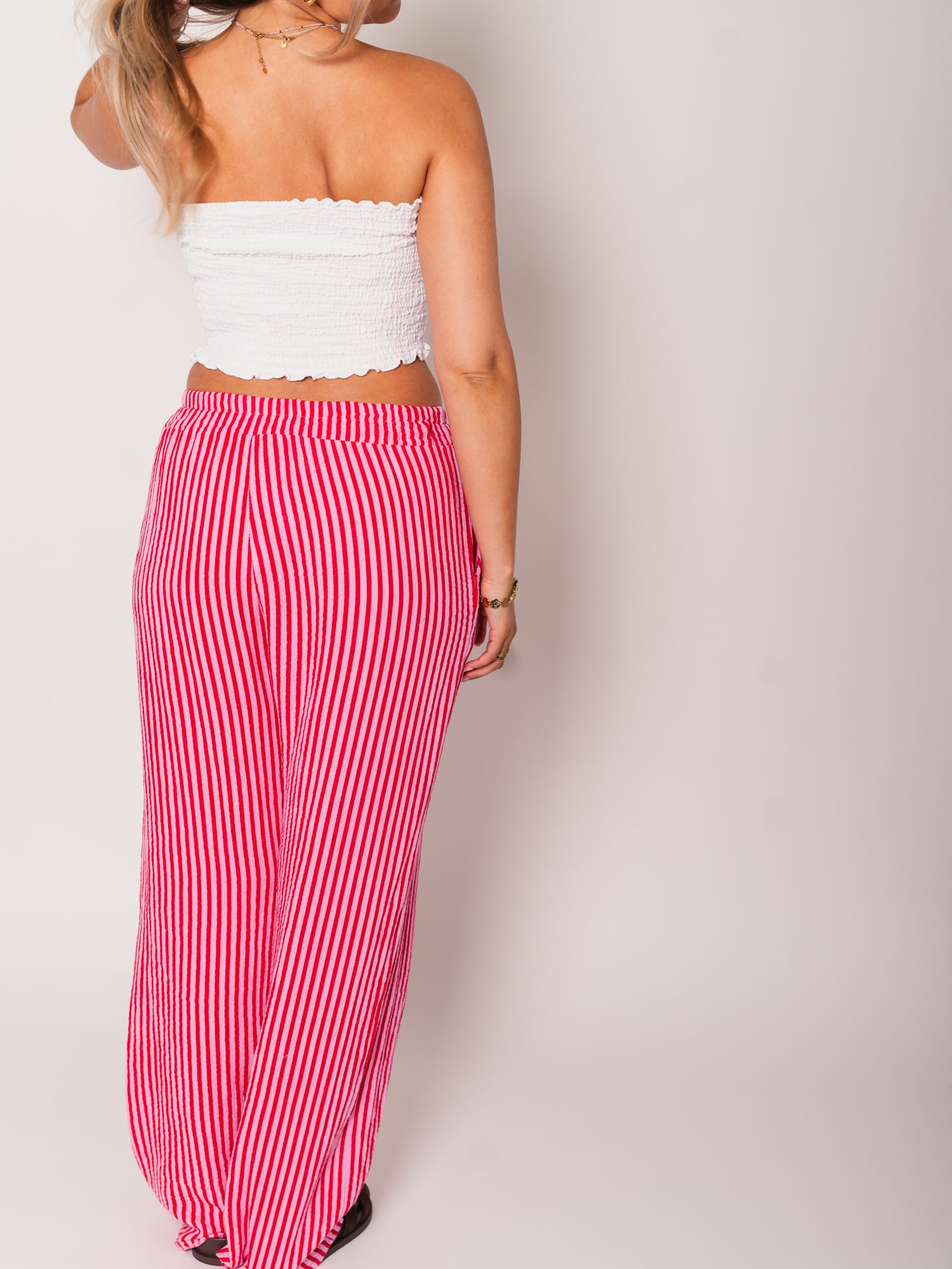 Beachy Musselin Hose -  Streifen/Rot/Rosa