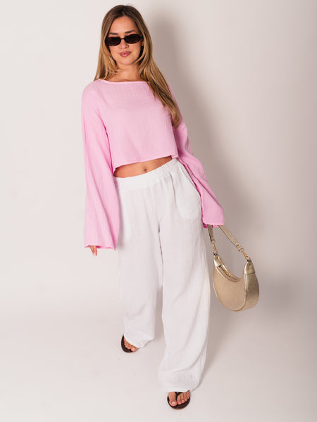 Ayla Musselin Bluse - Rosa