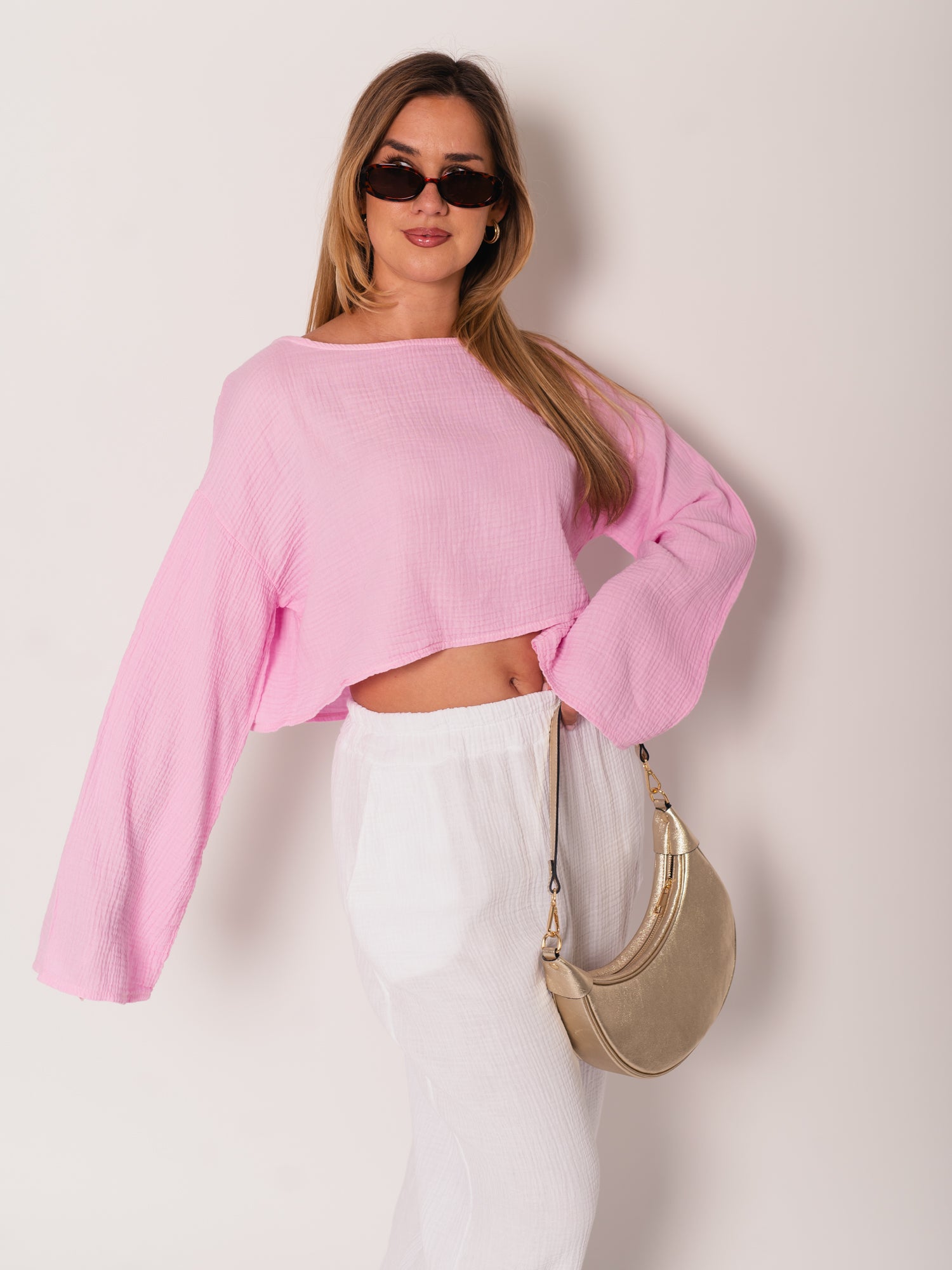 Ayla Musselin Bluse - Rosa