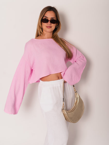 Ayla Musselin Bluse - Rosa