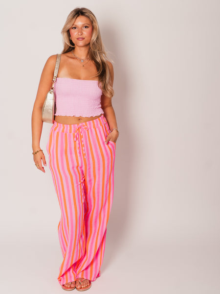 Beachy Musselin Hose -  Streifen/Pink/Orange
