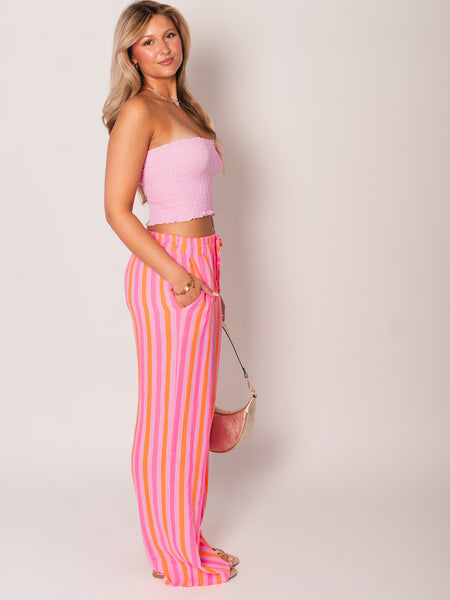 Beachy Musselin Hose -  Streifen/Pink/Orange