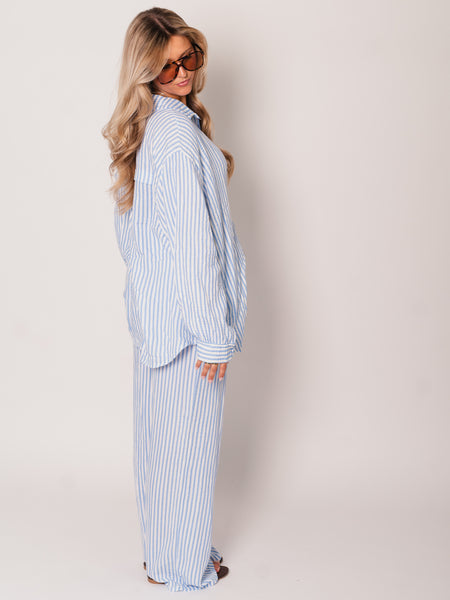 Beachy Musselin Hose -  Streifen/Weiß/Blau