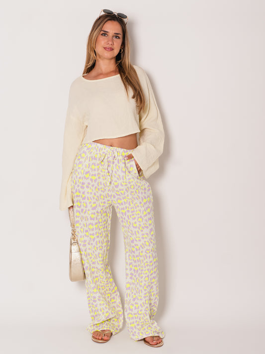 Beachy Musselin Hose - Leo/Lila/Gelb