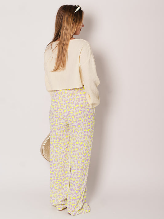Beachy Musselin Hose - Leo/Lila/Gelb