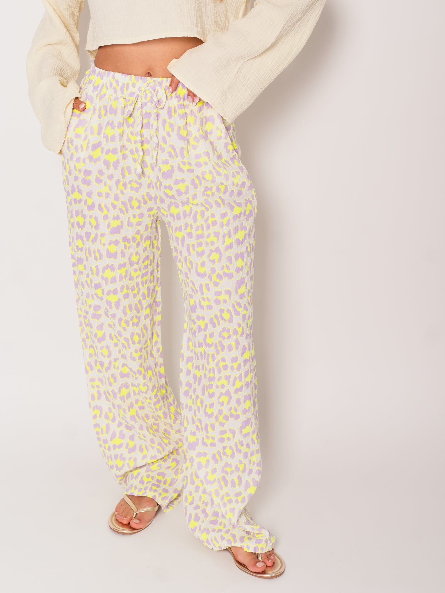 Beachy Musselin Hose - Leo/Lila/Gelb