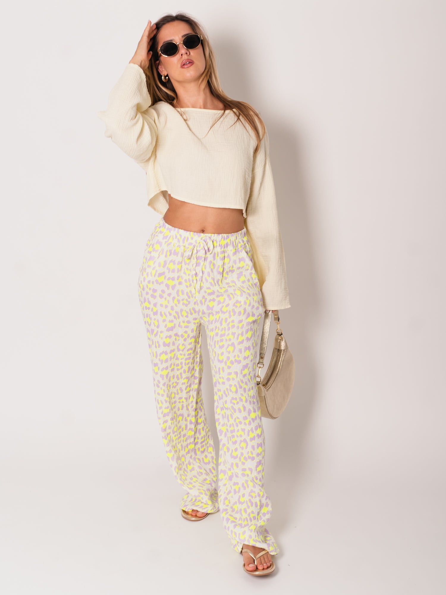 Beachy Musselin Hose - Leo/Lila/Gelb