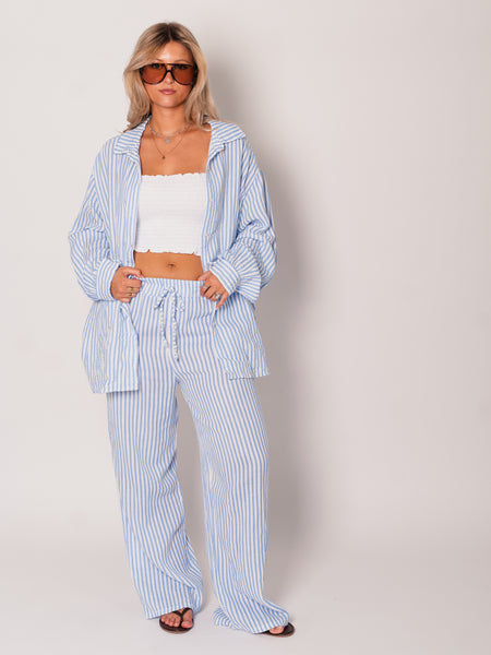 Beachy Musselin Hose -  Streifen/Weiß/Blau